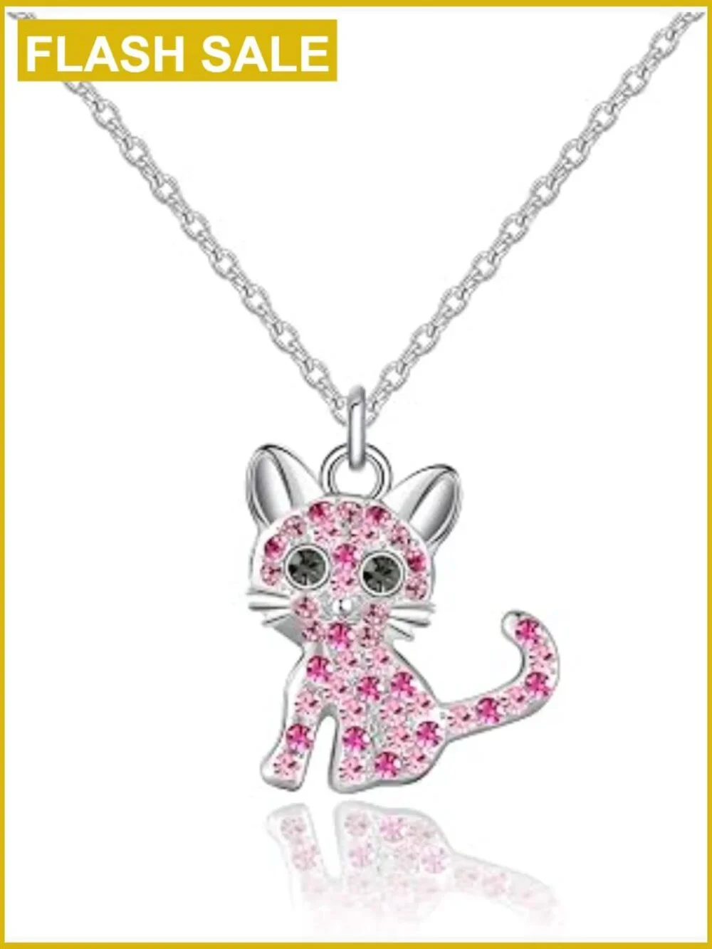 Cat Birthstone Pendant Necklace Girls Sterling Silver